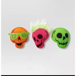 Halloween Multipack Retro Skull Plush Cat Toy Set - 3pc - Hyde and EEK! Boutique